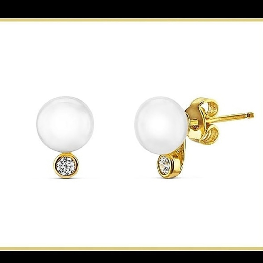 925 Sterling Classic Pearl and Cz Bridal Earrings